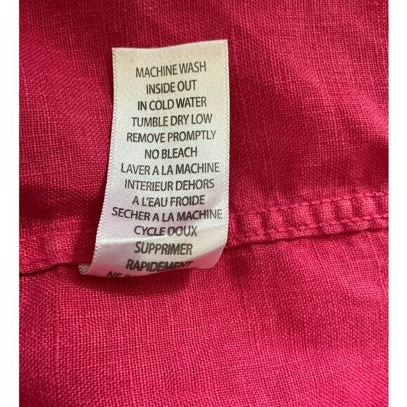 Frank & Eileen Mary Classic Shirtdress Washed Linen Hot Pink Size XS - Picture 14 of 14